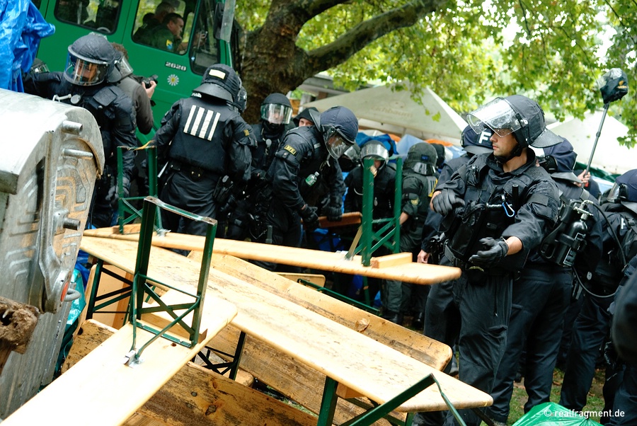 Police forces remove ale-benches