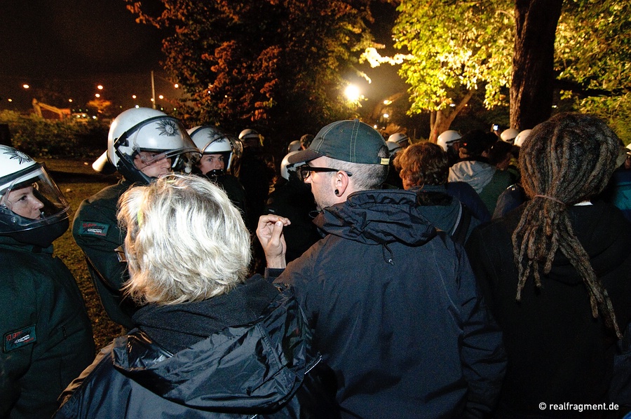 A protester blames police for their action